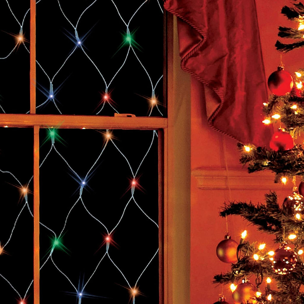 108 LED Net Christmas Window Lights Multi-Coloured Celebrations Parties 77940