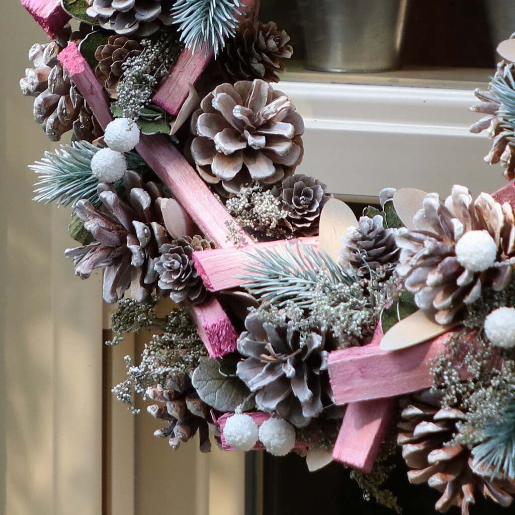Front Door 36Cm Pastel Pink Wreath Xmas Garland Tree Fireplace Christmas Decor