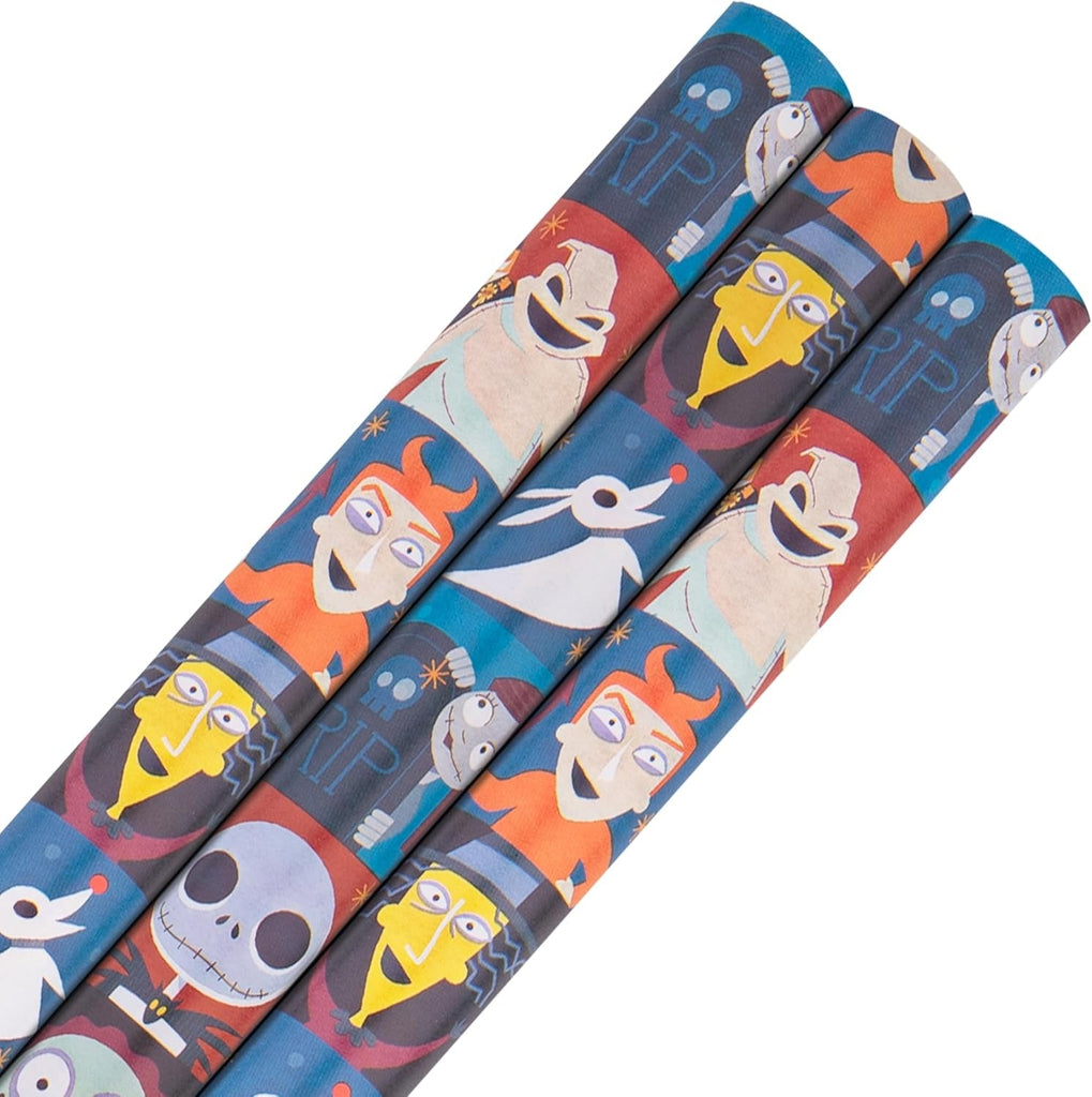 6M Wrapping Paper, Pack of 3, the Nightmare before Christmas, Jack Skellington, 2M Each, Birthday, Christmas, Halloween