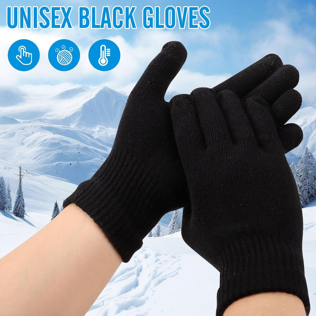 6 Pairs Winter Gloves - Knitted Magic Touch Screen Thermal Mittens for Phone Use, Outdoor Activities