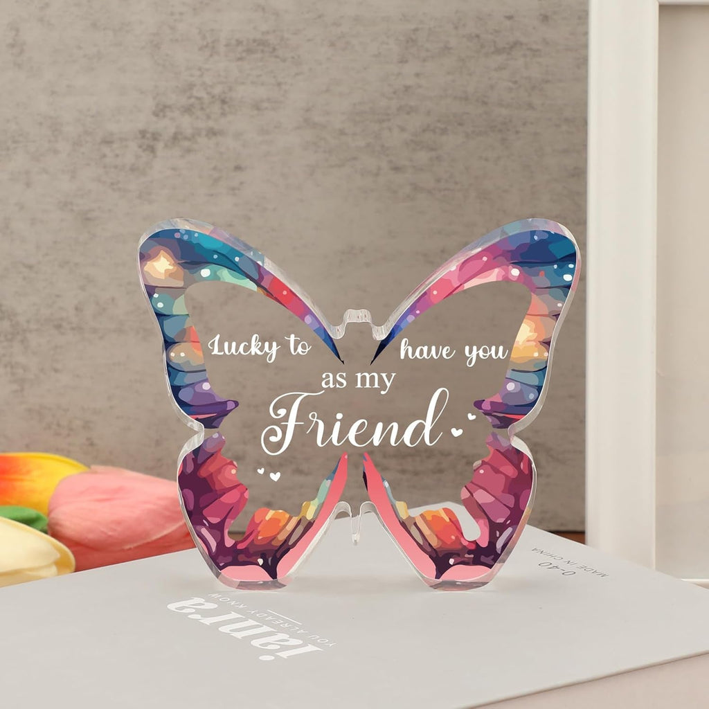 Friendship Gifts for Women,Special Friend Gifts, to My Bestie Easter Gifts Beautiful Butterfly Acrylic Plaque, Best Friend Birthday Gifts for Women, Christmas Wedding Presents for Friends