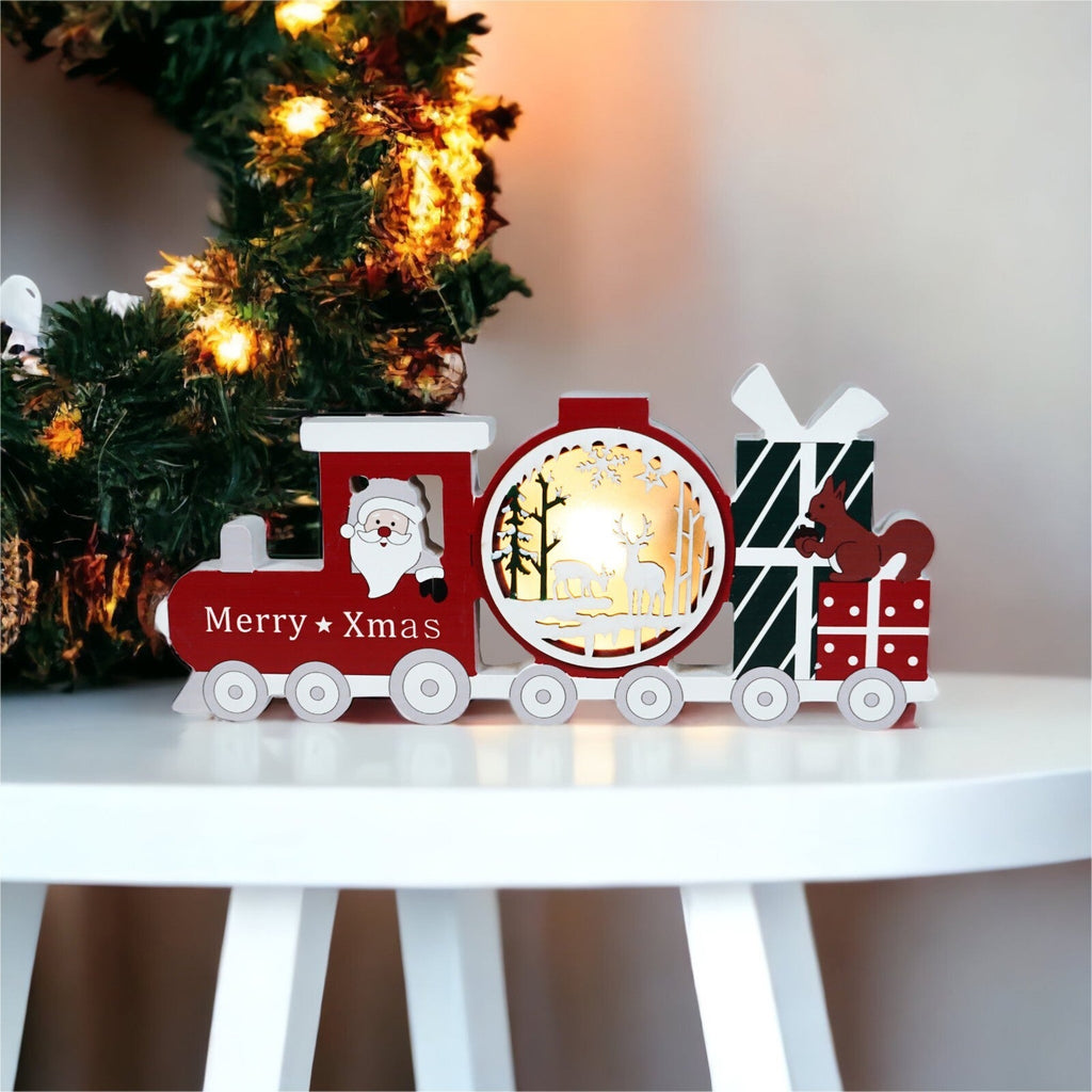 Lightup Wooden LED Train Christmas Battery Powered Decoration Ornament Festive