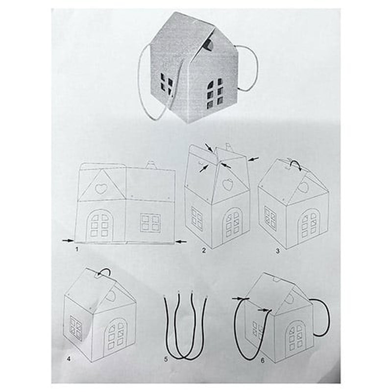 Red Christmas House Cardboard Gift Box with Handles