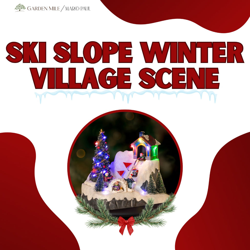 Christmas Village Scene Decoration Sledging Musical Moving Ornament Light Up