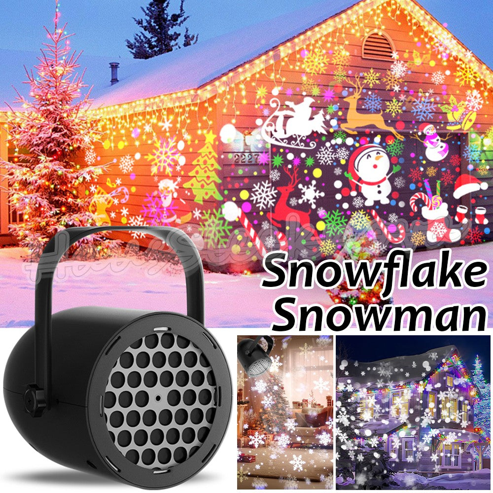 Christmas LED Laser Projector Light Snowflake Elk Party Lamp Outdoor Landscape
