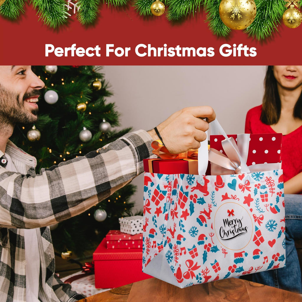 Christmas Gift Bags 12 Pack Tote Bag Non Woven Fabric Gift Party Present Bags