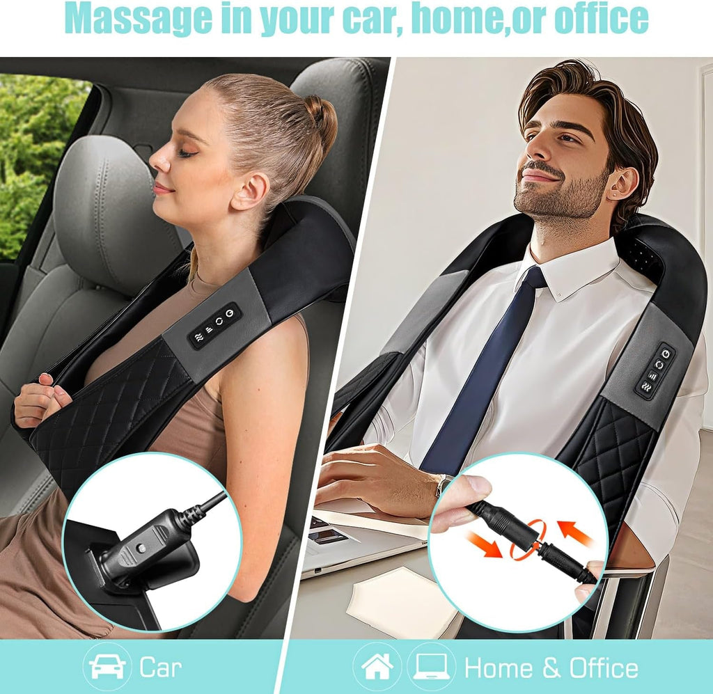 Shiatsu Back Shouder and Neck Massager with Heat - Gifts for Women/Men/Mum/Dad - Electric Deep Tissue 4D Kneading Massager for Back, Neck and Shouer Pain Relief, Use at Home, Office, Car