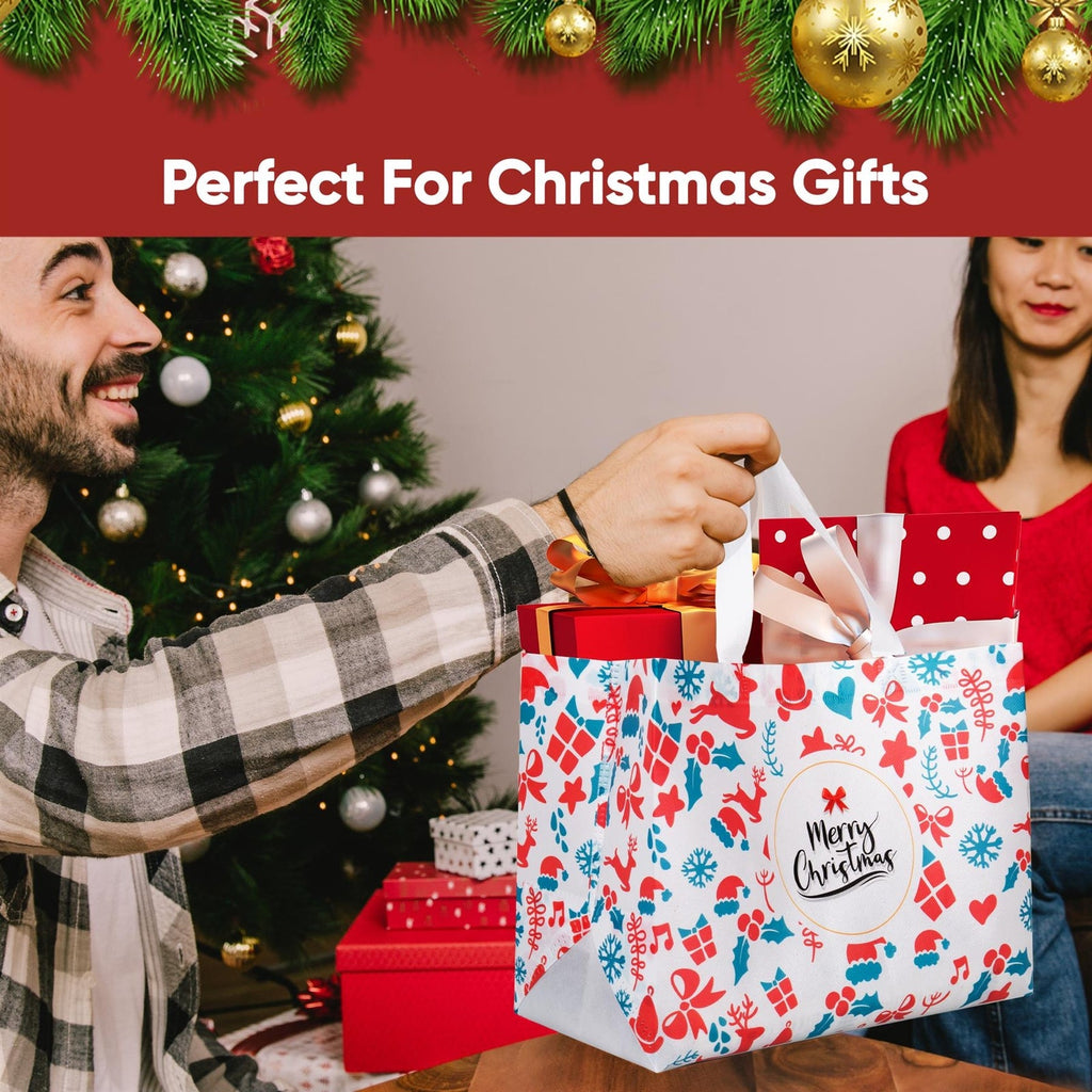 Christmas Gift Bags 12 Pack Tote Bag Non Woven Fabric Gift Party Present Bags