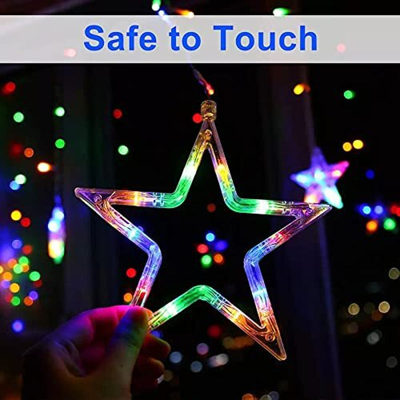 Christmas Multi Colour Twinkling Stars Fairy String Lights Window Xmas Decor
