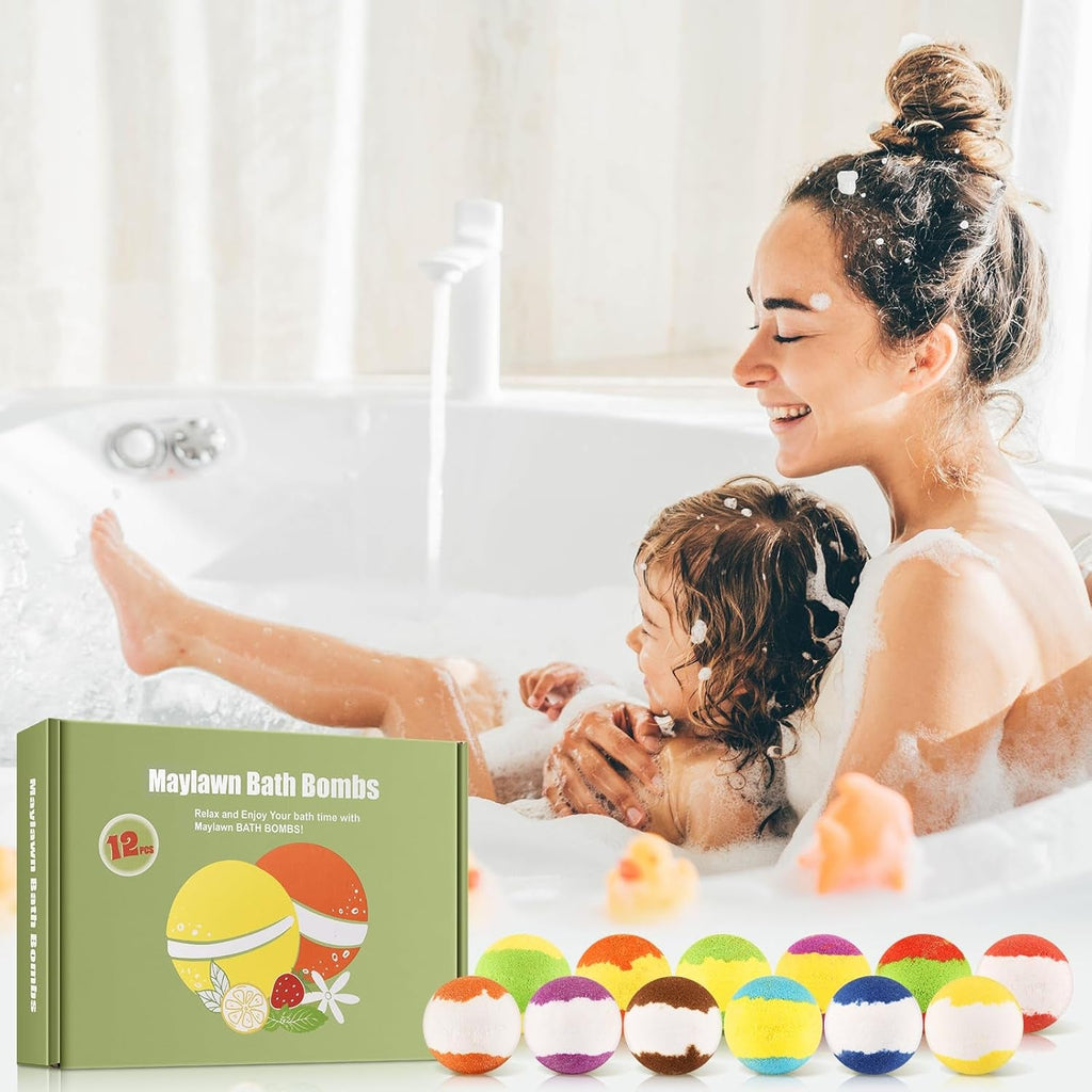 Bath Bombs Gift Set, 12-Pieces Handmade Fizzy Bubble Bath Bombs, Birthday Mothers Day Gifts Idea for Her/Him, Wife, Girlfriend, Vegan & Cruelty Free