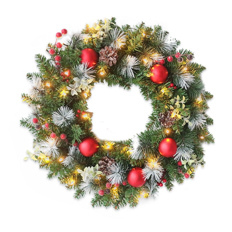 LED Christmas Wreath for Front Door Garland Christmas Xmas Ball Decor Outdoor Uk