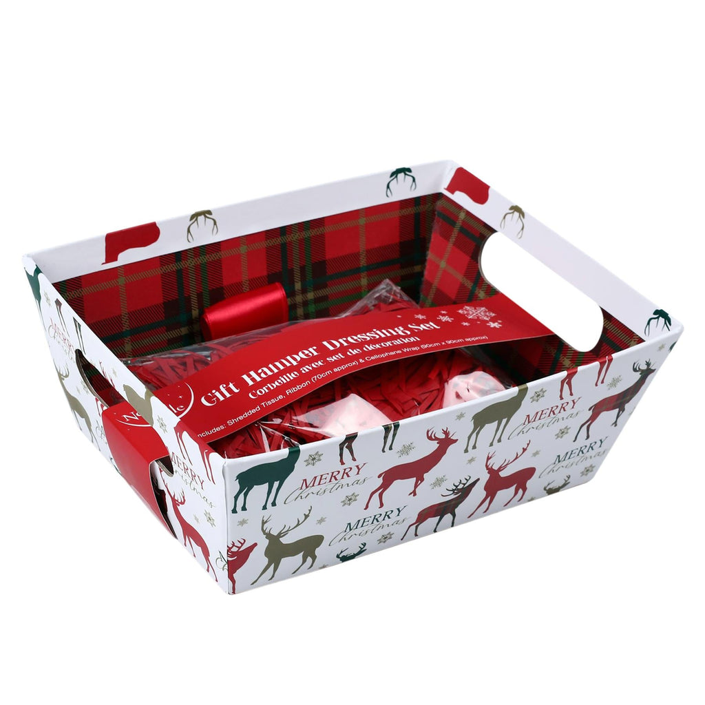 Christmas Hamper Basket Kit Gift Box Filling Cellophane Wrap and Ribbon - Choose