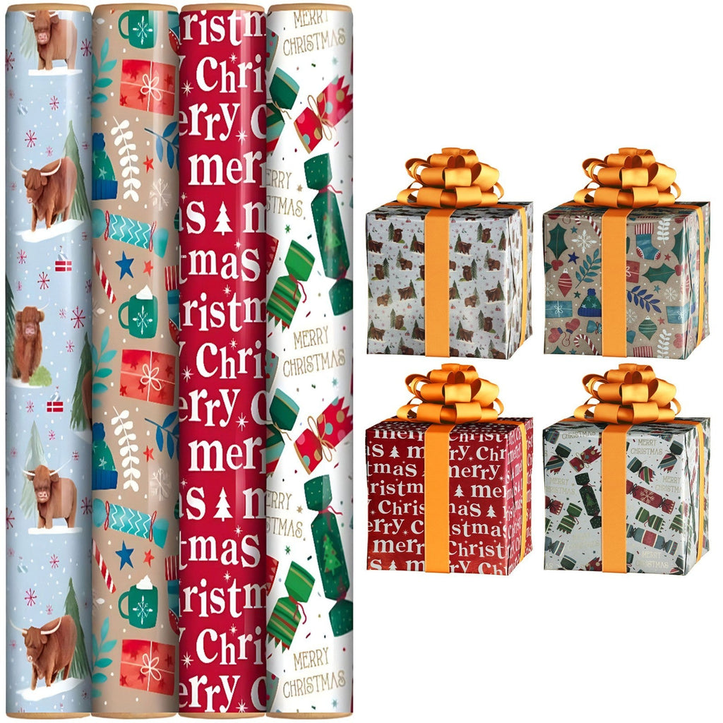 4X4M Christmas Gift Wrapping Roll Easy-To-Cut-Fo