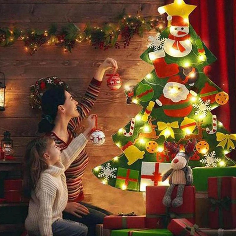 Felt Christmas Tree with Lights, Ideal DIY Home Xmas Decorations for Kids Gift