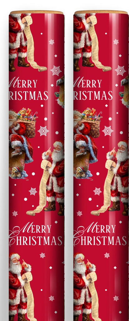 8M (2X4M) Traditional Christmas Gift Wrap Paper Roll- Red Santa Father Christmas