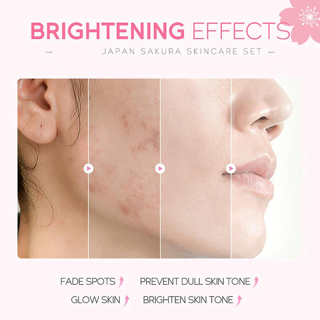 Skincare Gifts for Teenage Girls,Cherry Blossom Skincare Sets,Facial Kit,Pamper Sets for Women Gifts,Skin Care Sets & Kits with Cleanser, Face Serum, Face Cream,Toner,Eye Cream,Mask (7PCS Sakura)