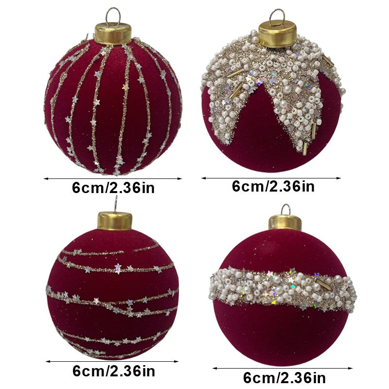Christmas Bauble Decoration Hanging Tree 12 Piece 6Cm Bauble Set Burgundy