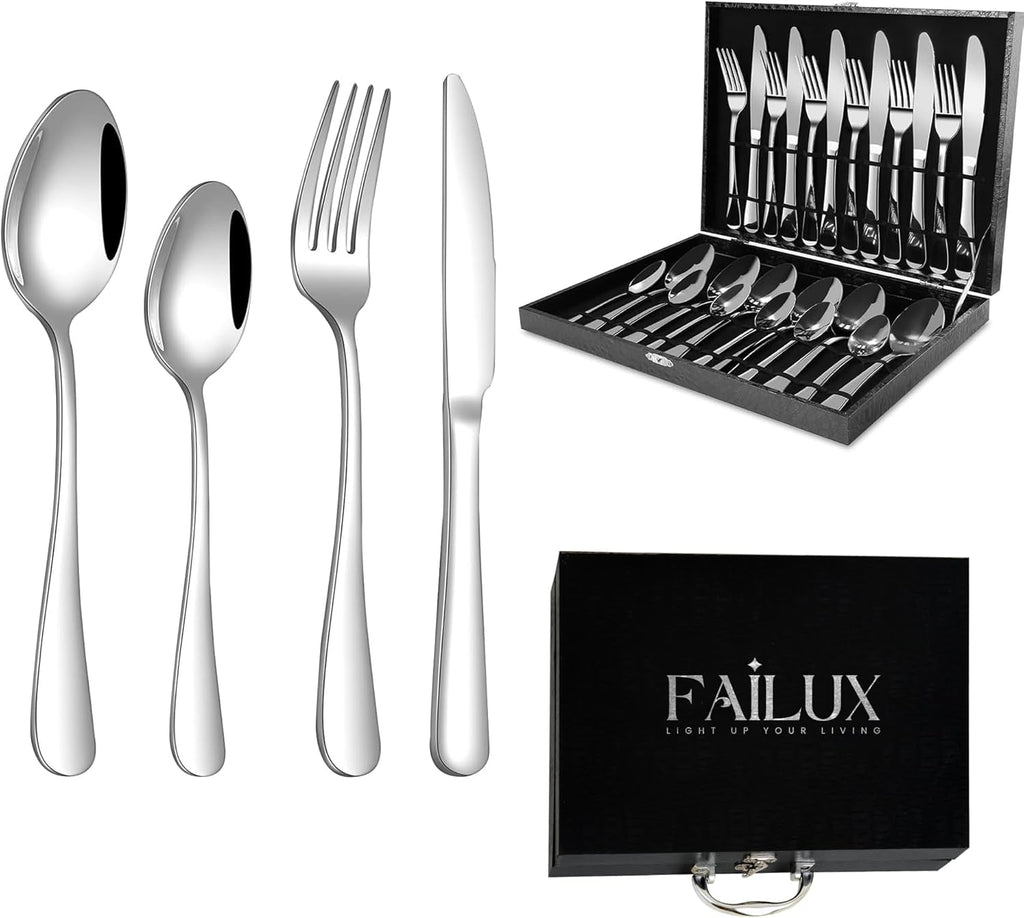 36-Piece Silver Cutlery Set,Stainless Steel Cutlery Set for 9 People–Elegant Cutlery Sets with Knives - Forks Set, Dinner and Tea Spoons Sets-Ideal for Home,Party and Restaurant