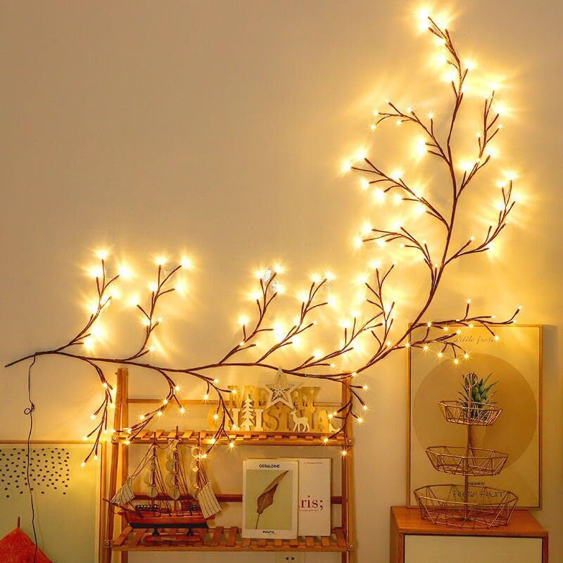 144LED Wall Tree Enchanted Willow Vine Lights Bendable Branch USB Fairy Lighting