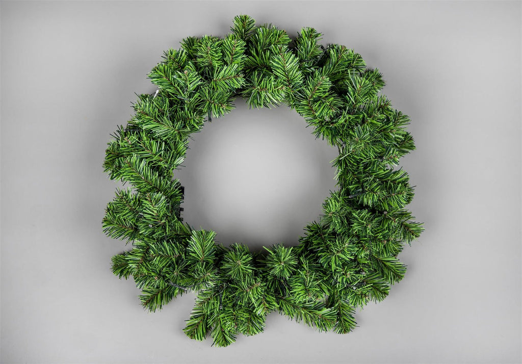 Christmas Wreath Pre Lit Green Artificial Bushy Alaskan Pine Home Decor 55CM