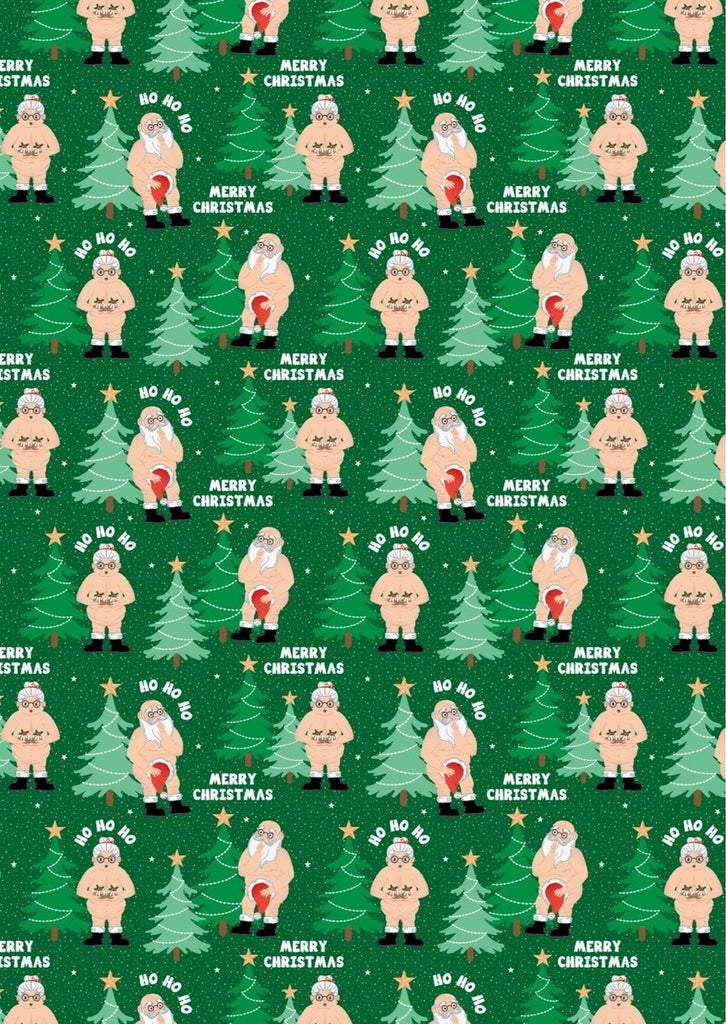 2 Rude Santa Christmas Wrapping Paper Rolls Funny Novelty Gift Wrap 15M X 50Cm
