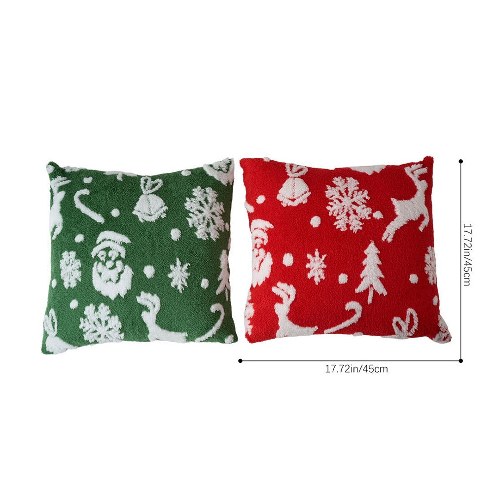 UK Christmas Santa Snowflake Cushion Plush Pillow Case Christmas Home Decor 2PCS