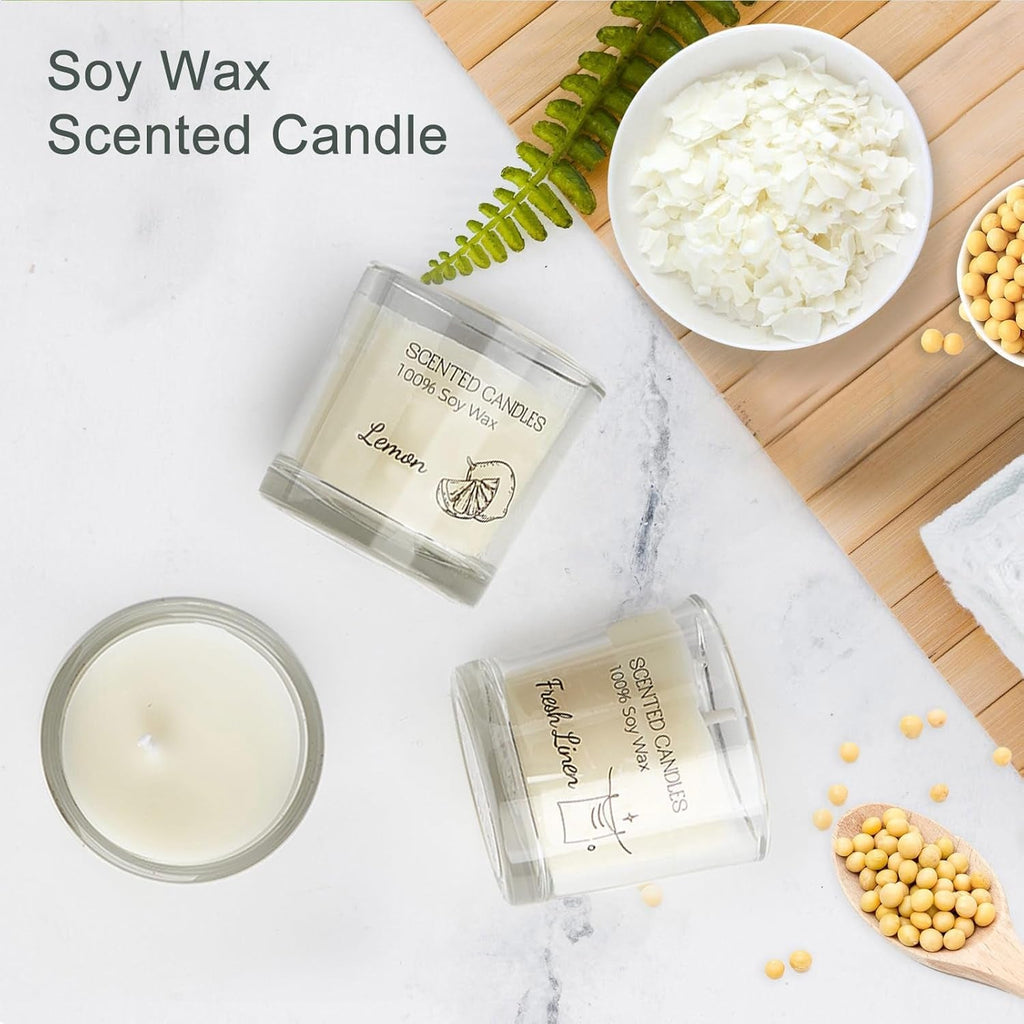 Scented Candles Gifts for Women, Votive Candles Set of Fresh Linen, Vanilla, Jasmine, and Lemon, Soy Wax Candle Gift Set for Birthdays, Weddings, Christmas