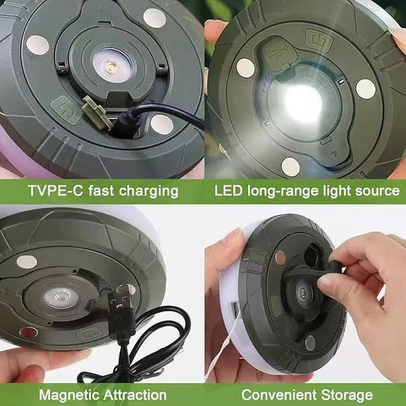 2 Pack 10M Camping Lantern with String Lights USB Rechargeable Xmas Gift Decor