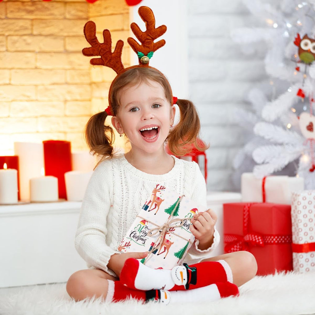Christmas Wrapping Paper Roll,43Cm*12M Christmas Elements Collection Paper for Xmas Present (White and Green)