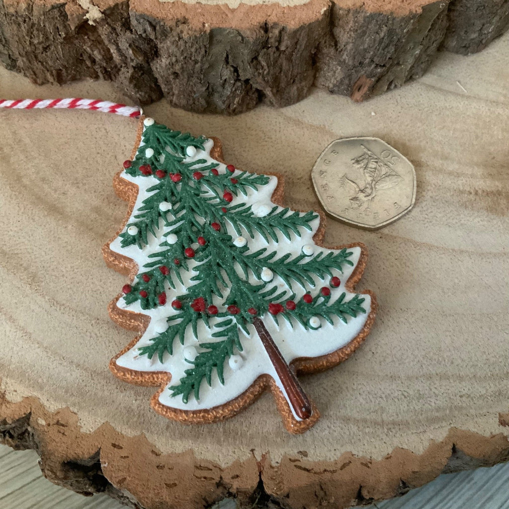 Iced Gingerbread Style Cookie Christmas Decoration Robin Jumper Gisela Graham