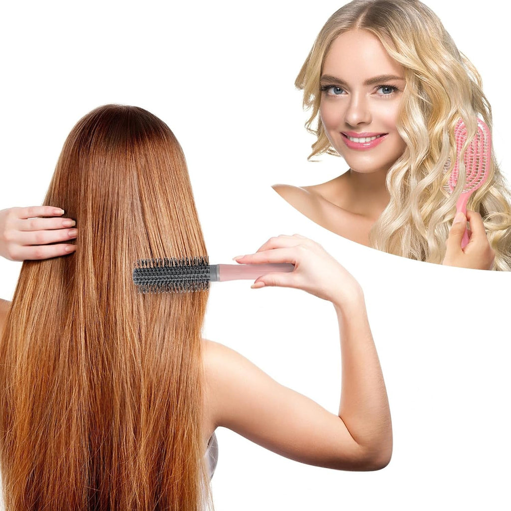 Hair Brush Set,14 Pcs Hair Brushes Hairdressing Tools,Includes Transparent Cosmetic Bag,Spray Bottle,Edges Brush,Curly Hair Brush,Round Brush,Scalp Brush and Hair Clips,Hair Care Styling Tools