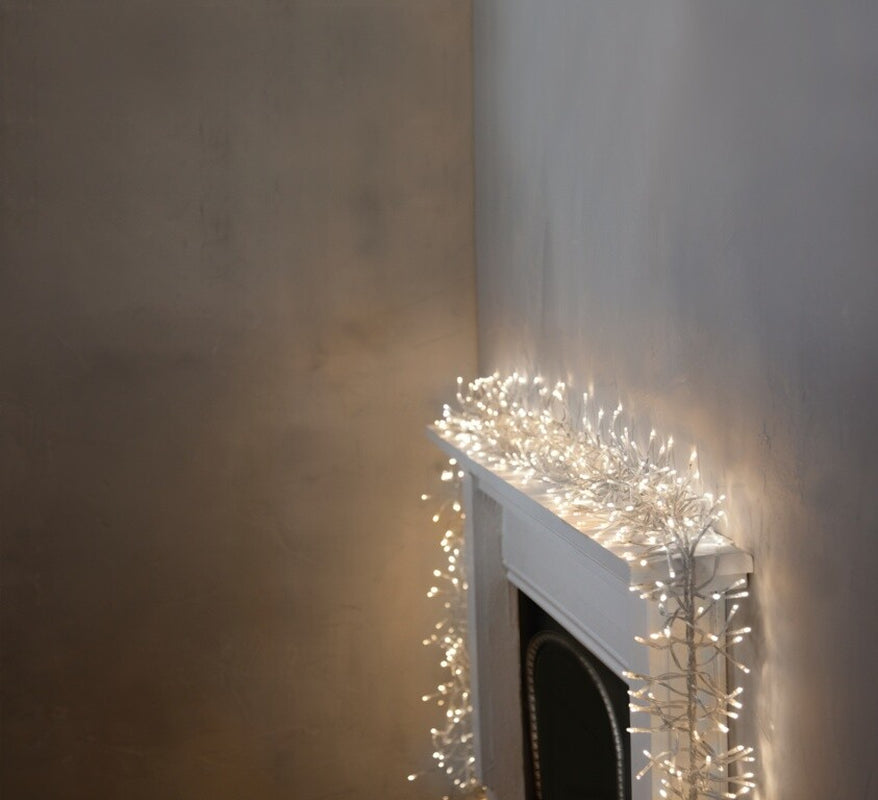 Premier 960 LED Cluster Multi-Action Christmas Tree Lights Clear Cable - WHITE