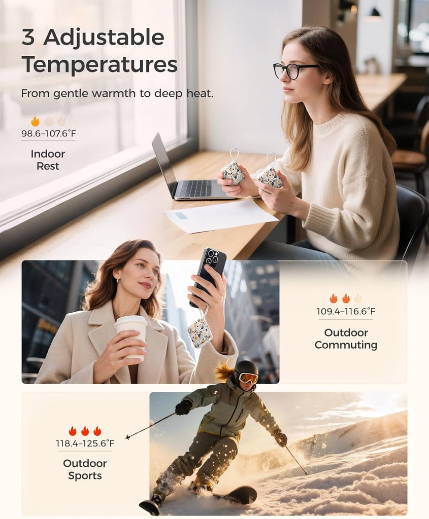 Hand Warmers Rechargeable, Smart Temp Control 7H*2 Long Safe Heat, Ultra Slim, Pocket-Size Design That Fits Gloves, Gifts for Women, Outdoor, Office, Commute (UT5 Nano)
