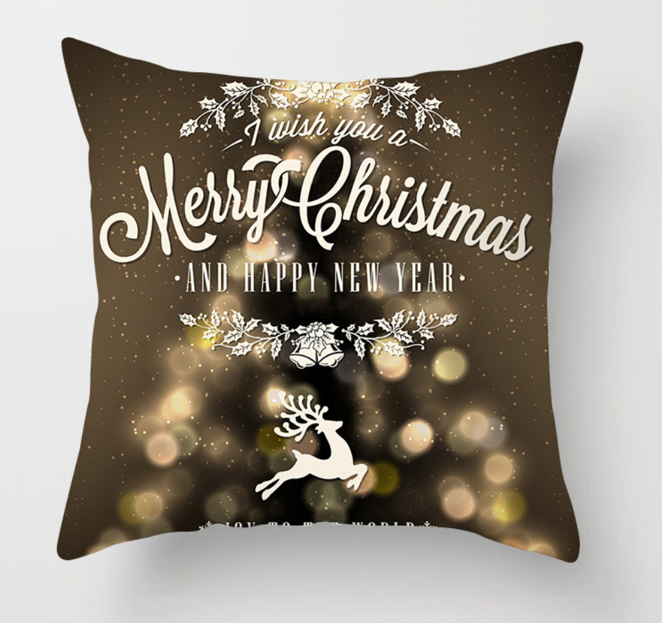 NEW 2025 CHRISTMAS NEW YEAR POLYESTER CUSHION COVER PILLOW CASE HOME SOFA DECOR