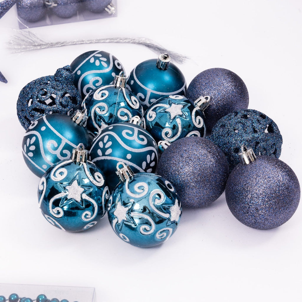 100 Christmas Baubles Tree Hanging Balls Xmas Party Beads Ornament Navy Blue