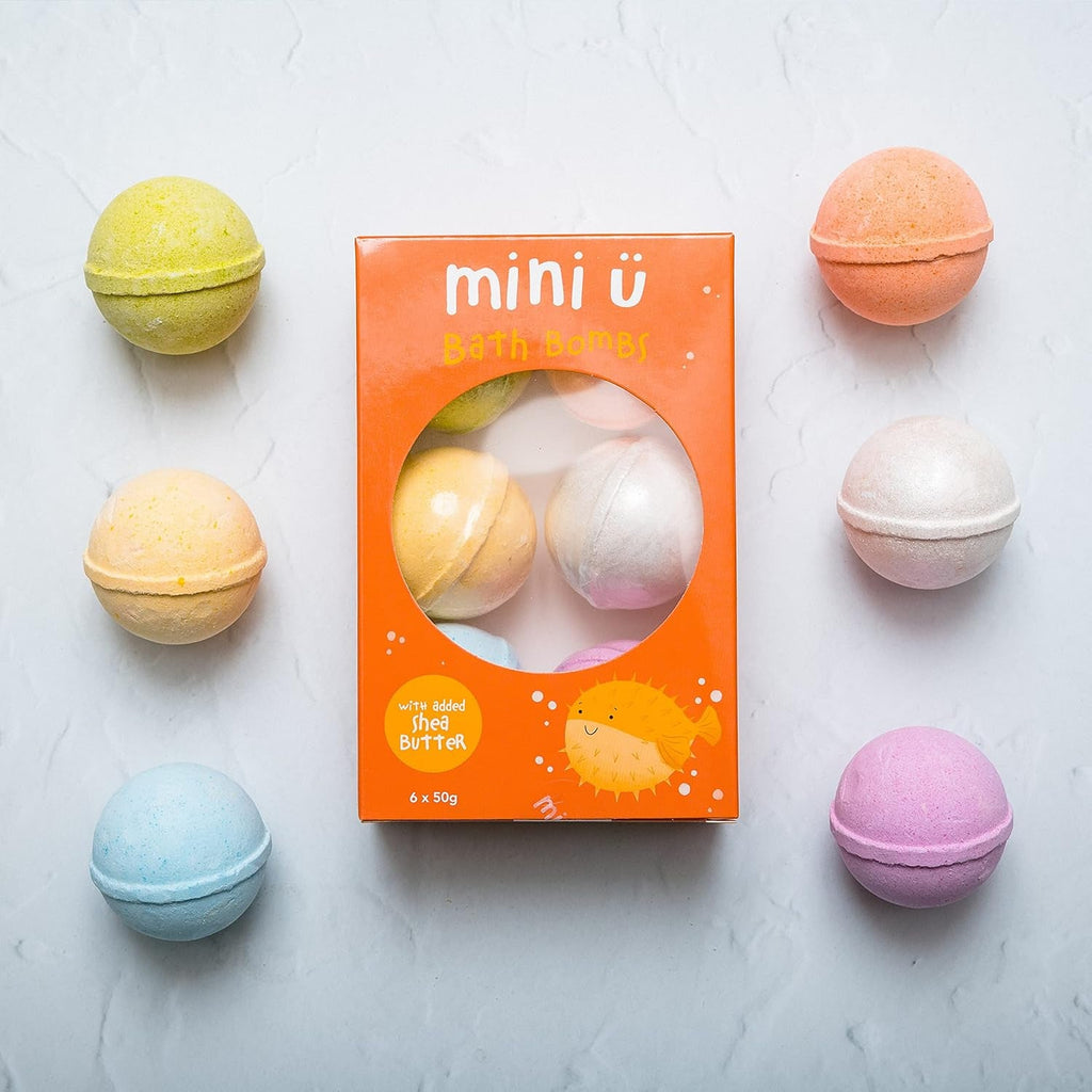 Kids Bath Bombs with Toys inside - Shea Butter Infused Bath Bombs for Kids with Kiwi, Blueberry, Melon, Vanilla, Mango, & Banana Scents - Set of 6