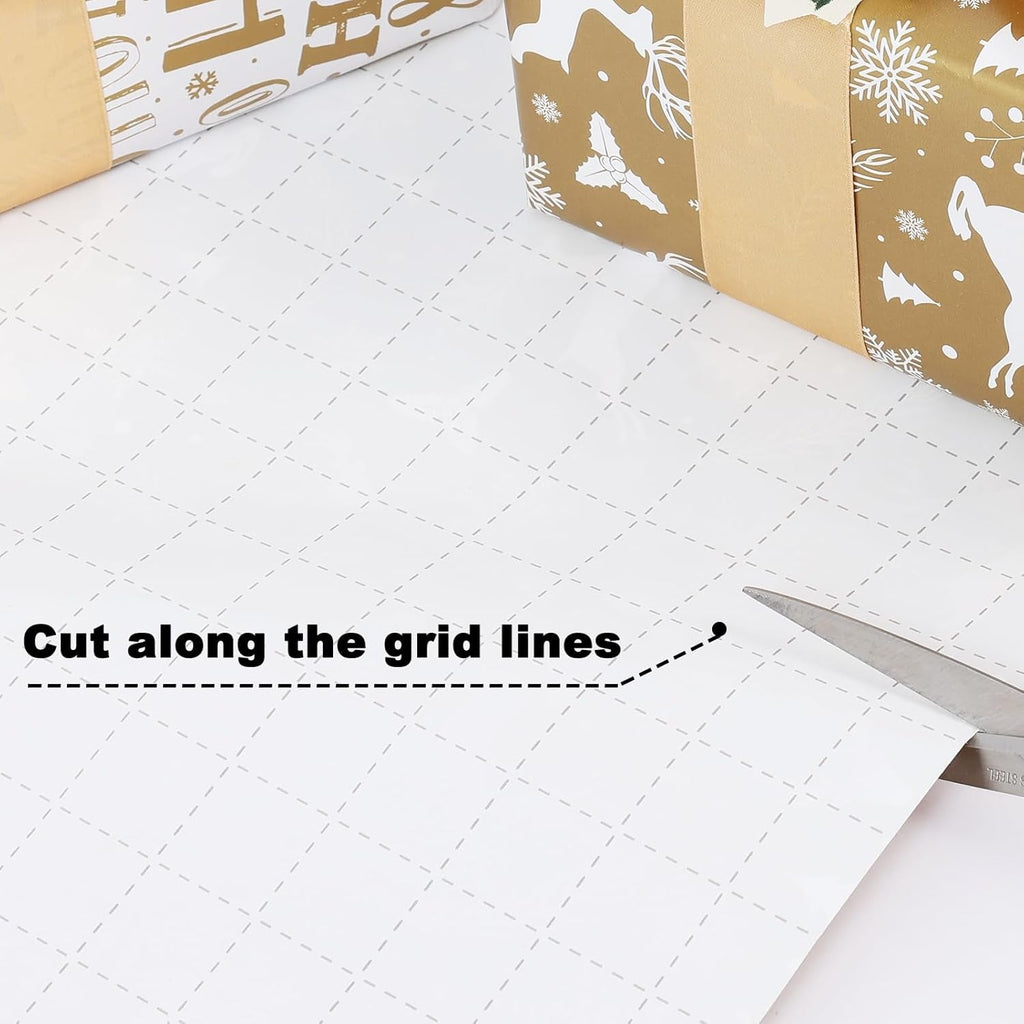 Christmas Wrapping Paper - 5X 3M Roll Metallic Foil for Gift Boxes and Decoration (43 X 15M) (Gold)