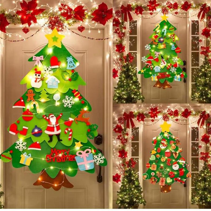 Felt Christmas Tree with Lights, Ideal DIY Home Xmas Decorations for Kids Gift