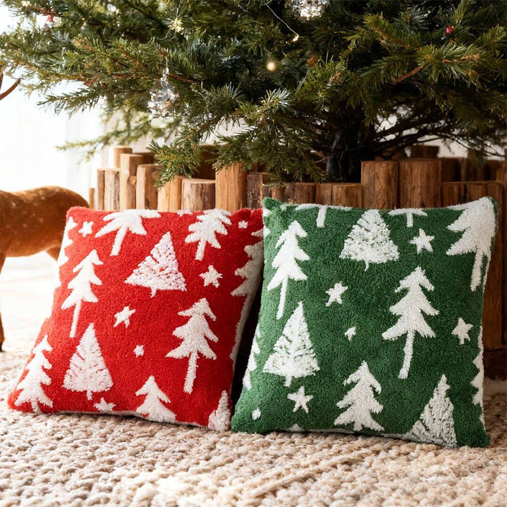 UK Christmas Santa Snowflake Cushion Plush Pillow Case Christmas Home Decor 2PCS