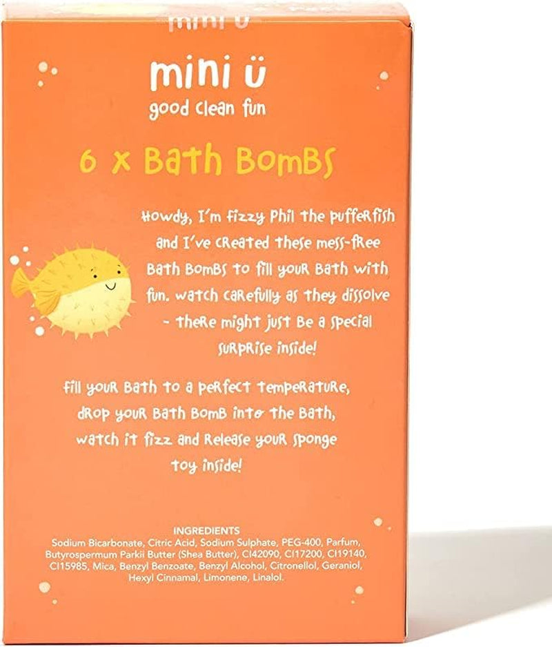 Kids Bath Bombs with Toys inside - Shea Butter Infused Bath Bombs for Kids with Kiwi, Blueberry, Melon, Vanilla, Mango, & Banana Scents - Set of 6