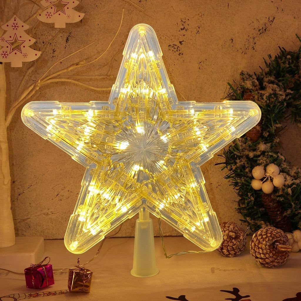 24Cm LED Christmas Tree Topper Star Xmas Tree Light Ornaments Party Tree Decor
