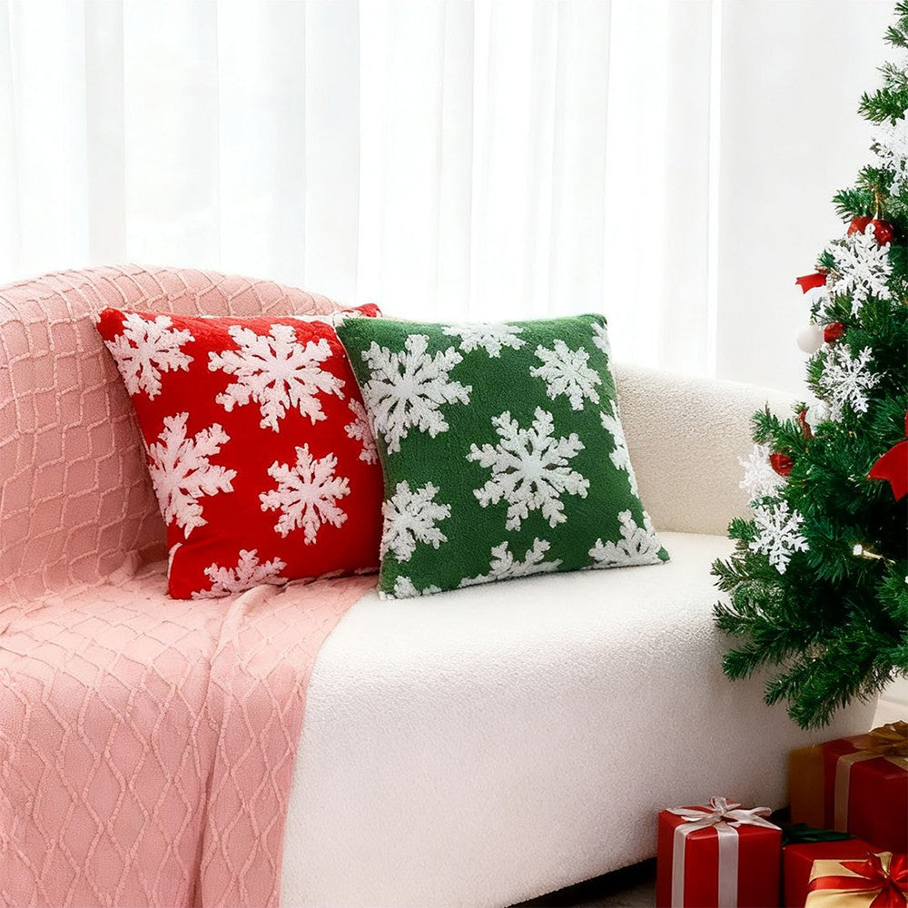 UK Christmas Santa Snowflake Cushion Plush Pillow Case Christmas Home Decor 2PCS
