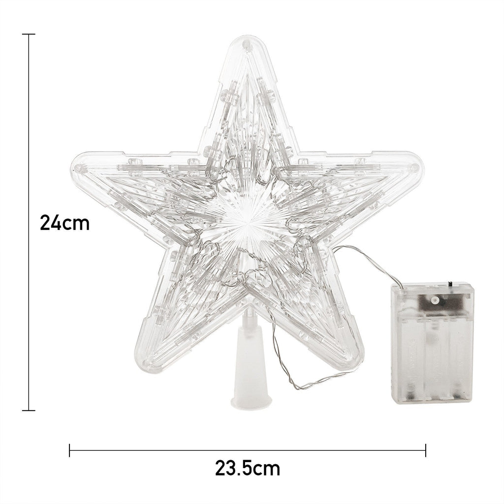 24Cm LED Christmas Tree Topper Star Xmas Tree Light Ornaments Party Tree Decor