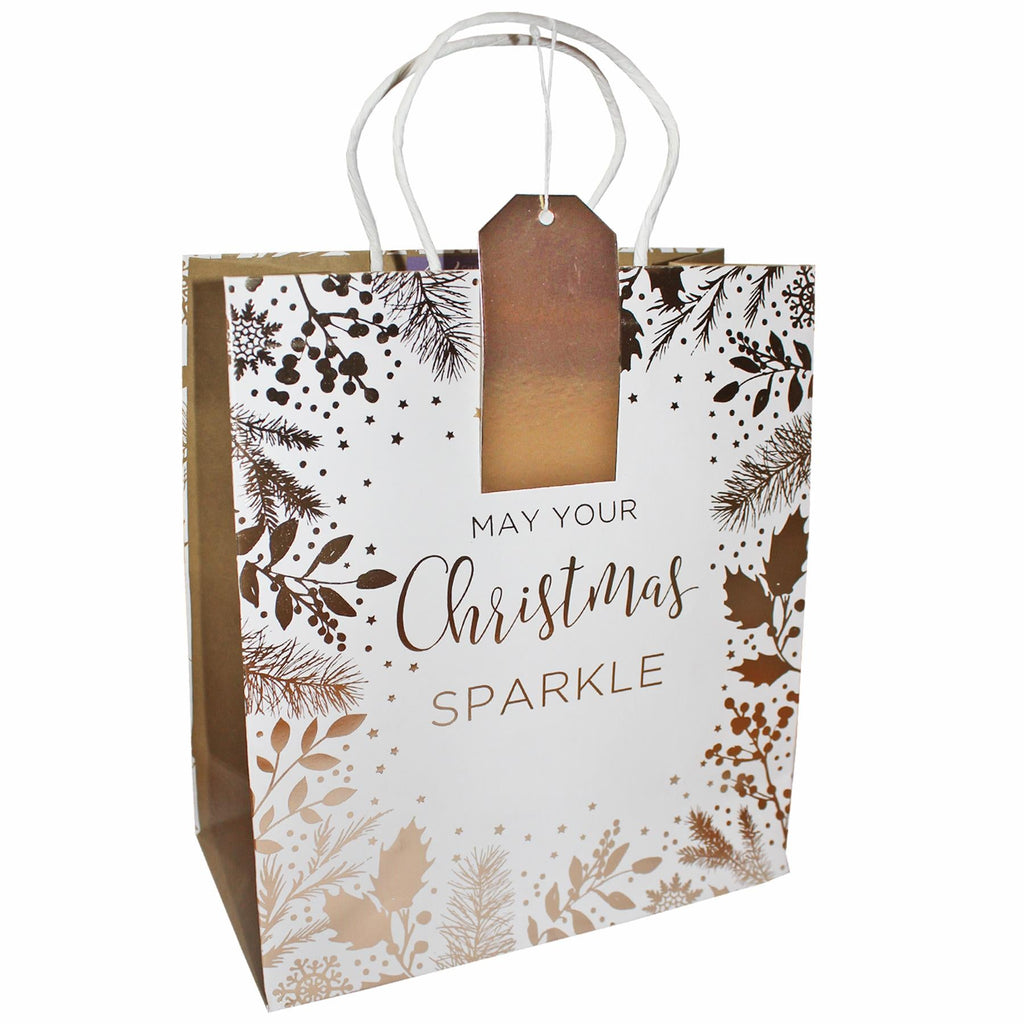 Christmas Gift Bag with Tag 100% Recyclable 25Cm X 21.5Cm - Choose Design
