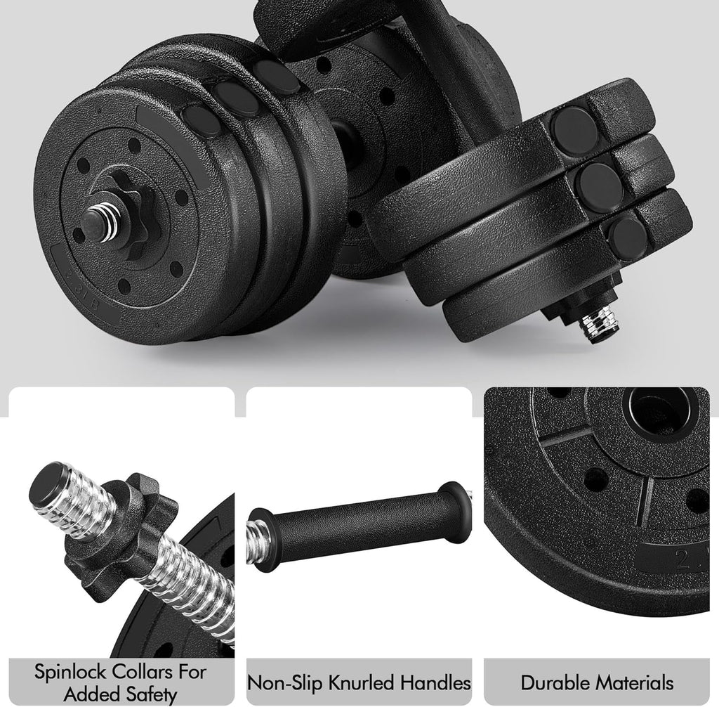 30KG/25KG/20KG/15KG Adjustable Dumbbells Weight Lifting Training Set Dumbbells Set (Sold as a Pair) Home Gym Fitness for Men/Women