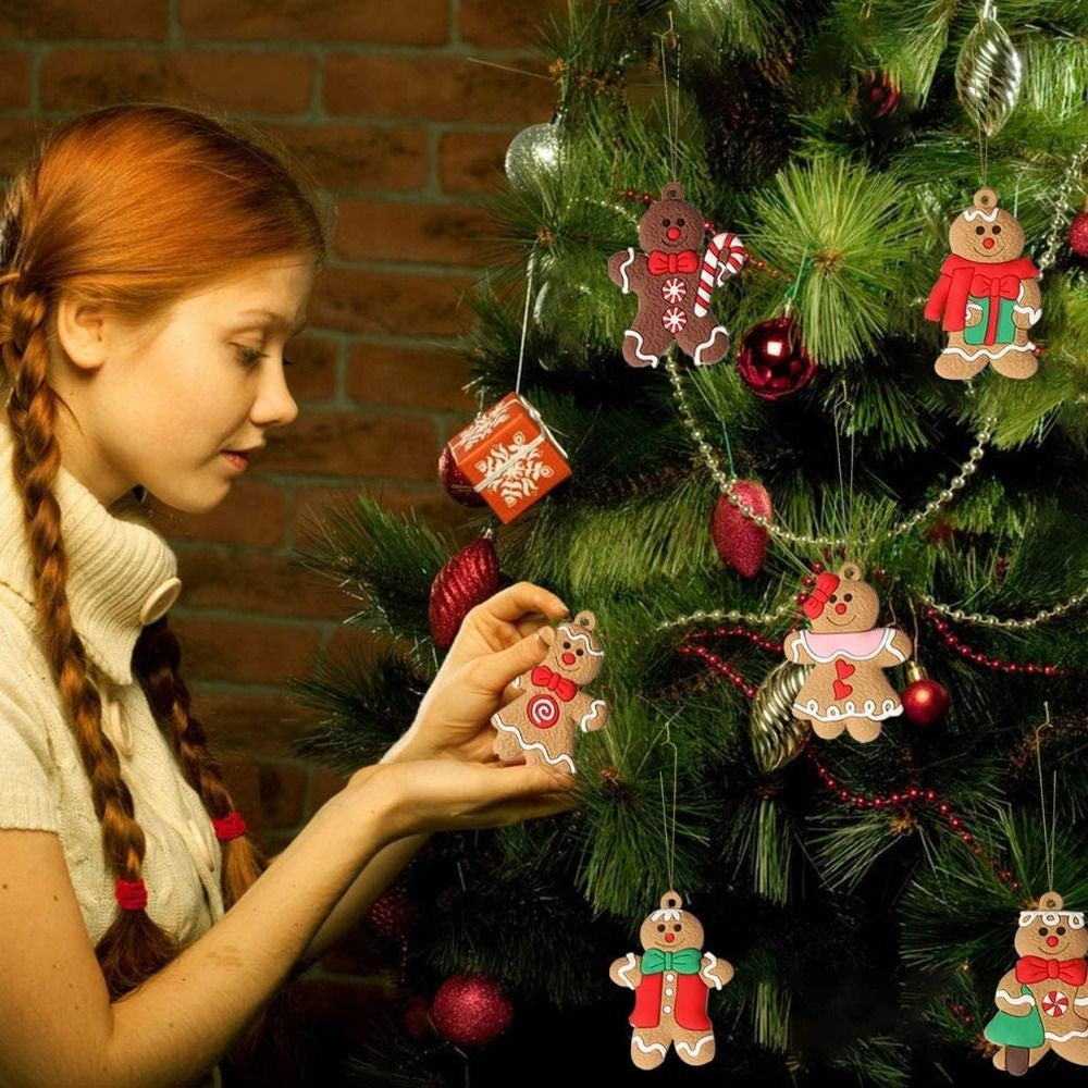 12Pcs Home Decoration Xmas Tree Ornament Gingerbread Man New Year Decor