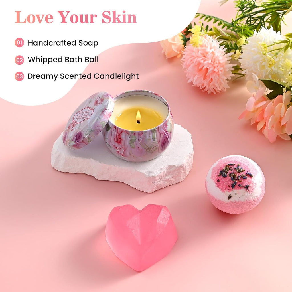 Luxury 10-Piece Gift Basket, High-End Spa Set, Birthday Gifts, Mother'S Day/Christmas/Valentine'S Day/Anniversary Gifts Exclusively for Women, Including Blankets, Tumbler, and Scented Candles.