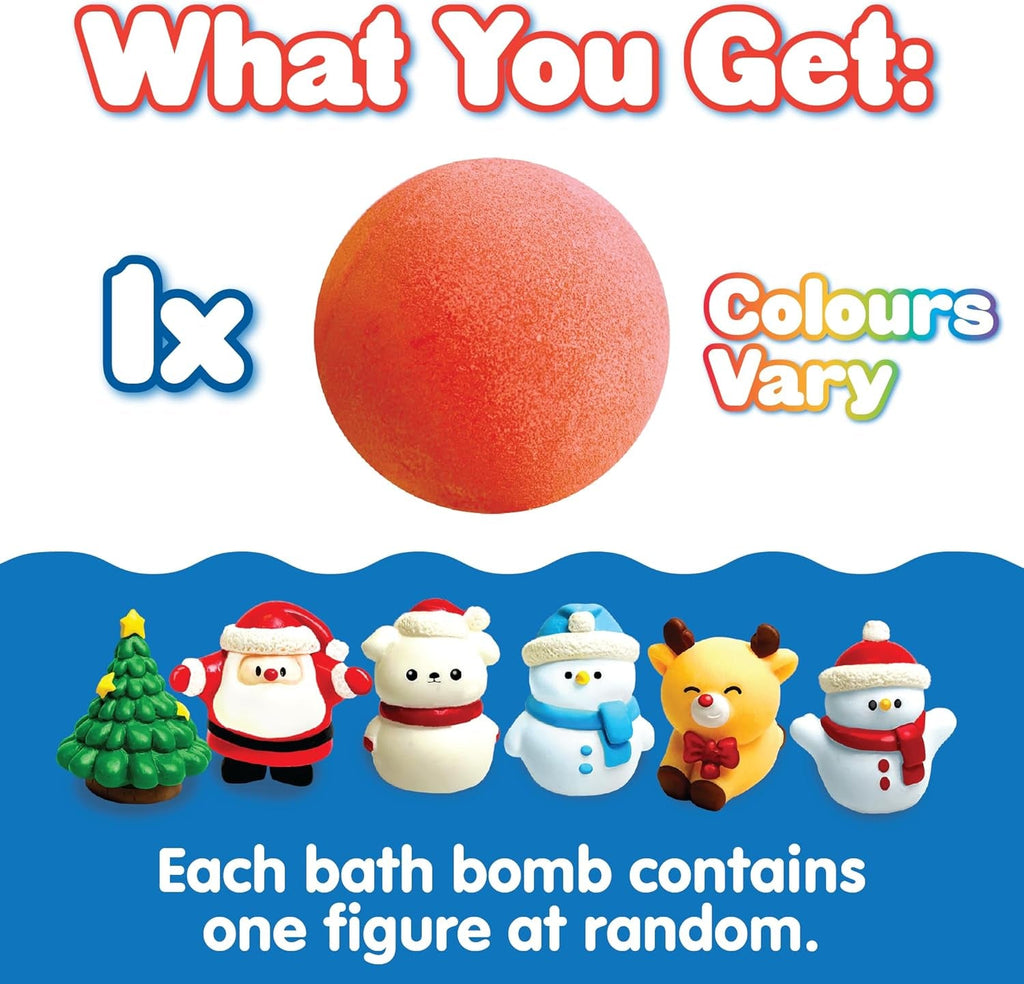 ZIMPLI Large Santa Surprise Bath Bomb, Contains 6 Surprise Christmas Toys to Collect in Total, One per Baff Bomb, Stocking Filler for Boys Girls 4 5 6 7 8 9