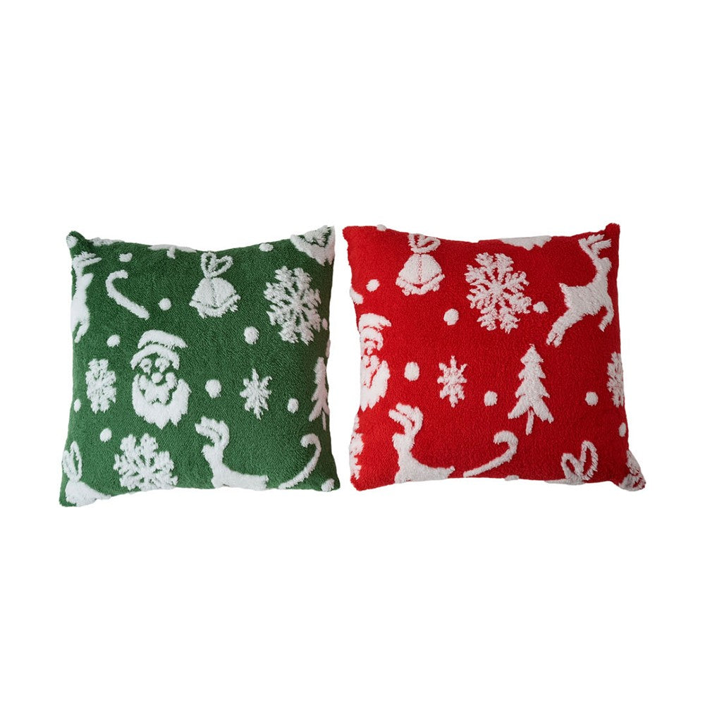 UK Christmas Santa Snowflake Cushion Plush Pillow Case Christmas Home Decor 2PCS