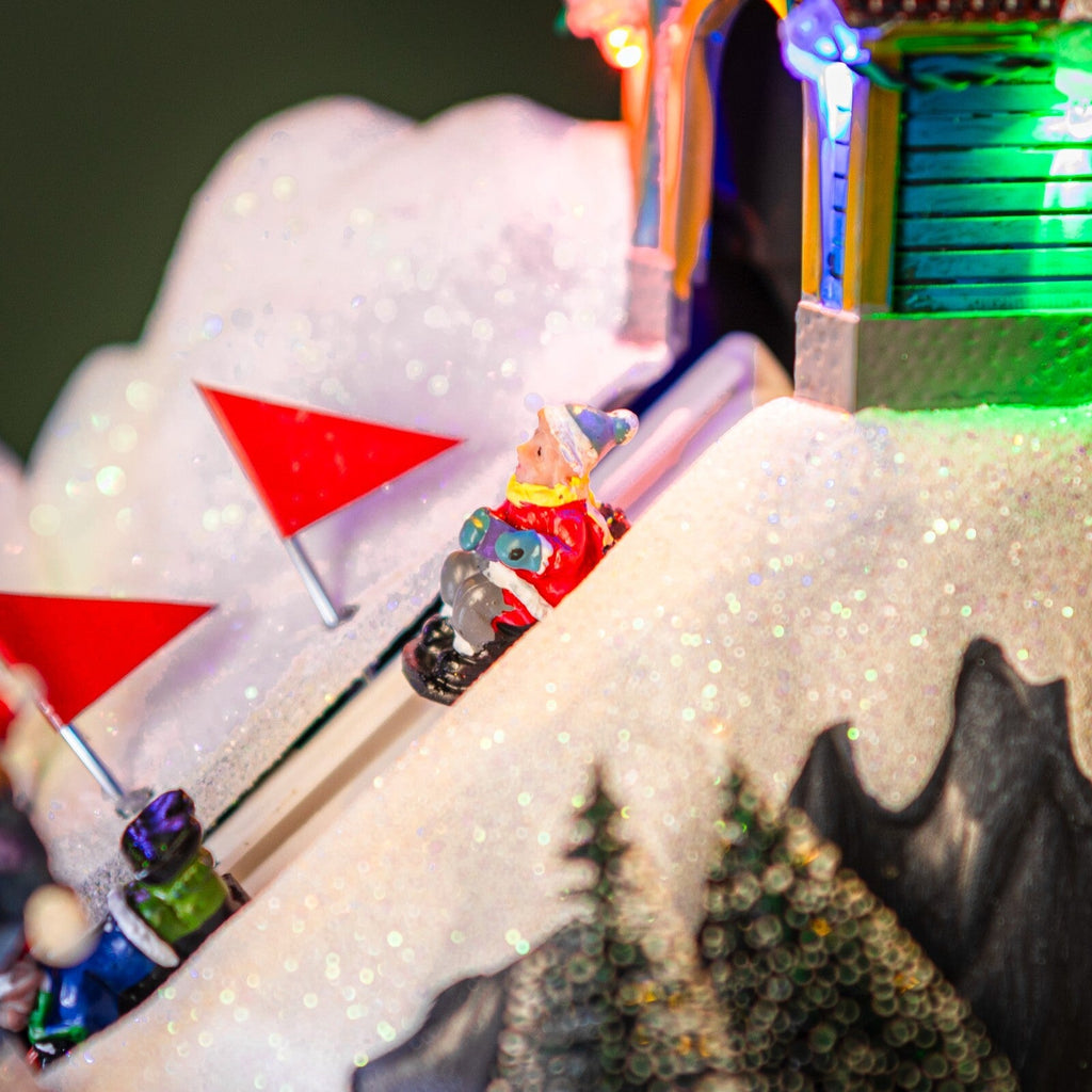 Christmas Village Scene Decoration Sledging Musical Moving Ornament Light Up